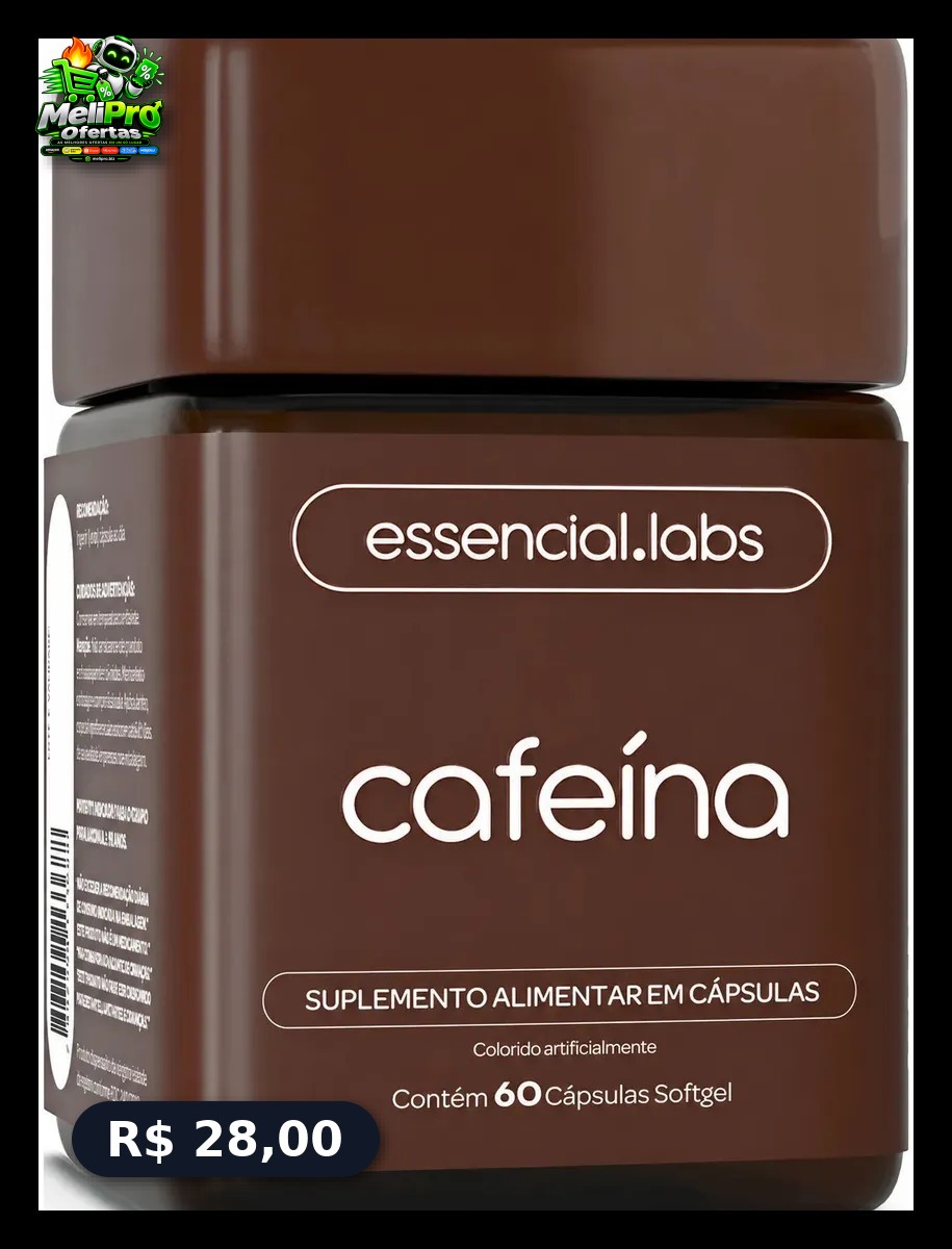 Cafeína 100% Pura 200mg por Cápsula - 60 Cápsulas