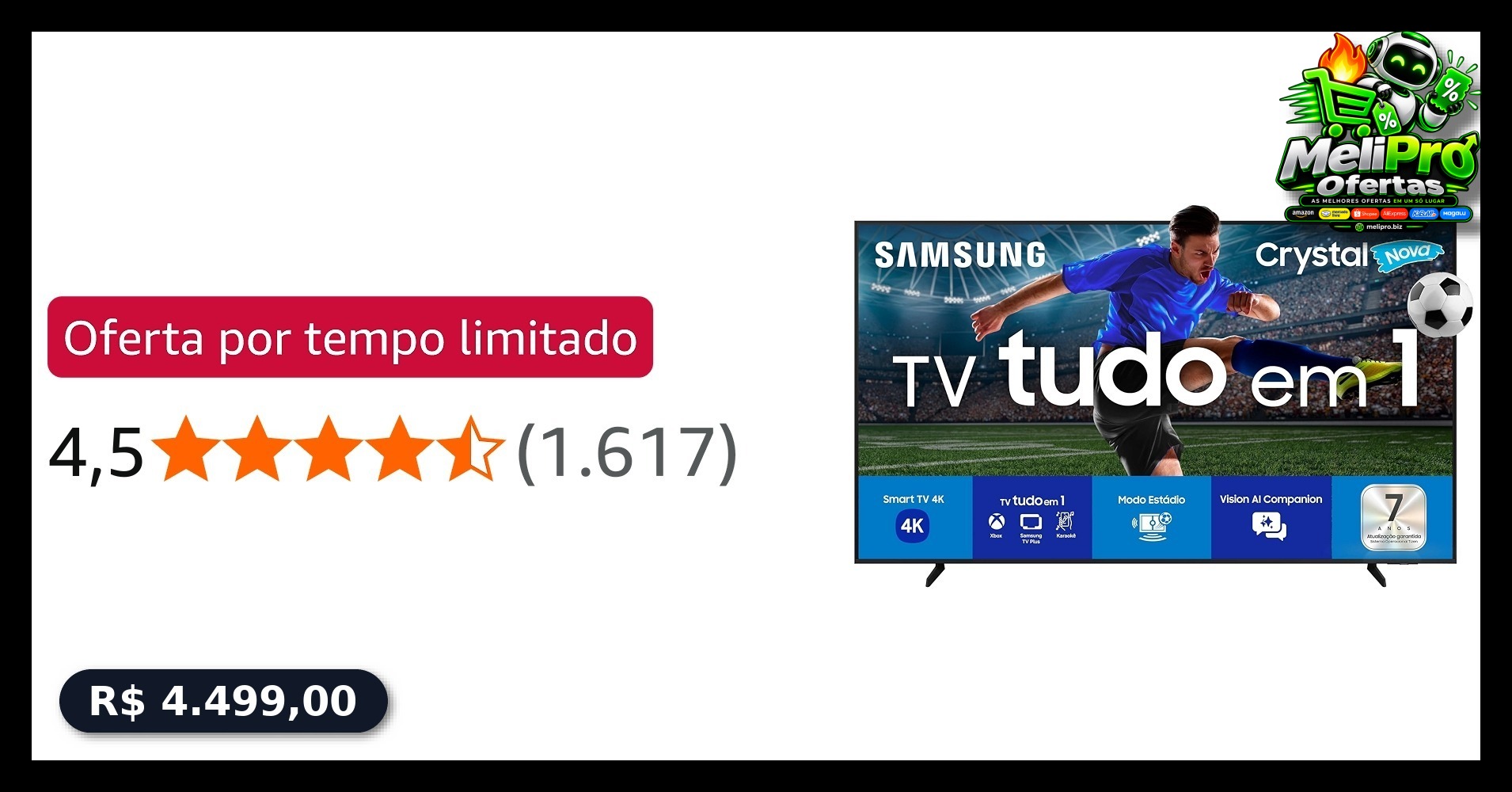 Samsung Smart TV 75" Crystal UHD 4K U8100F 2025