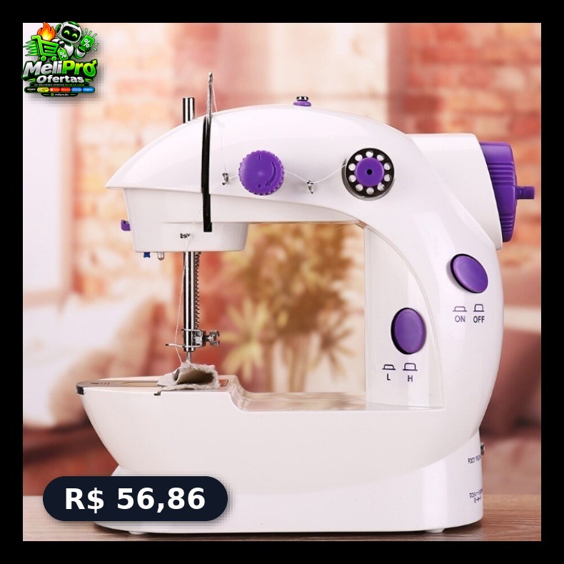 Mini Máquina de Costura Elétrica Bivolt com Pedal