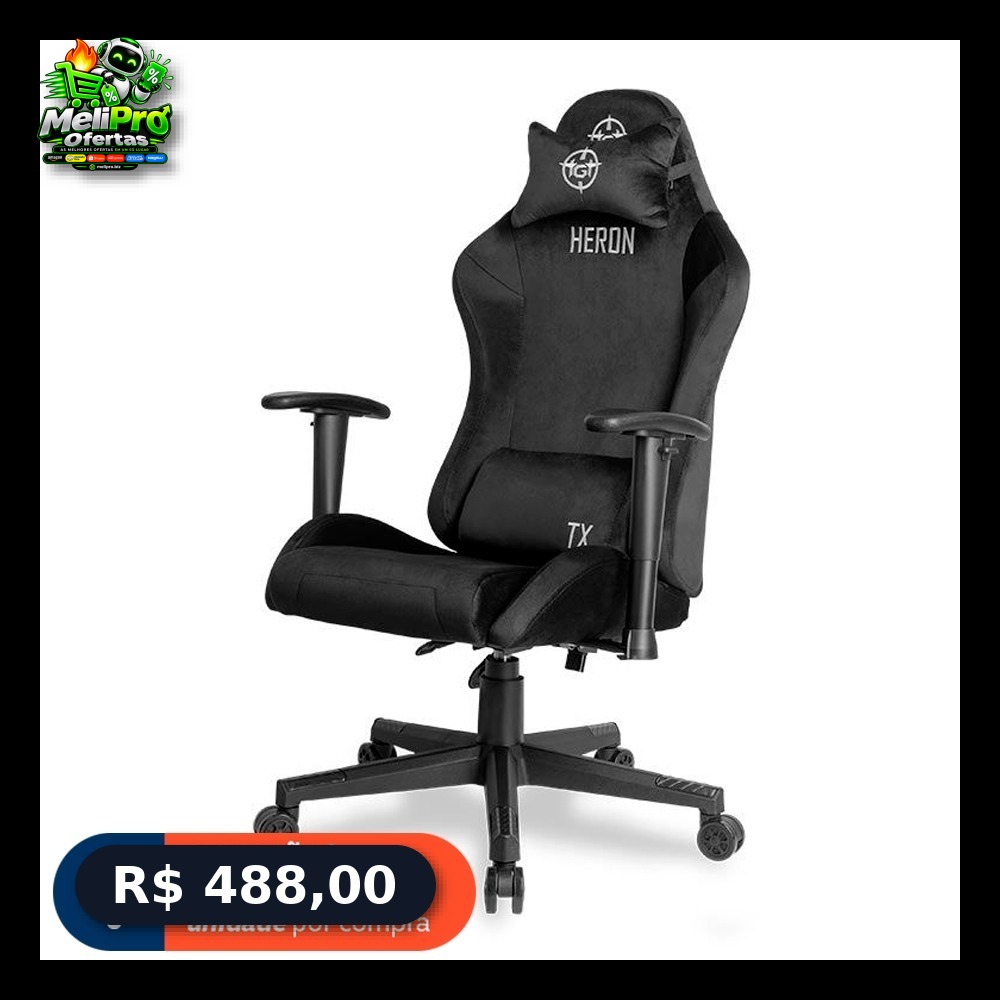 Cadeira Gamer TGT Heron TX Tecido, Preto, TGT-HRTX-FB03