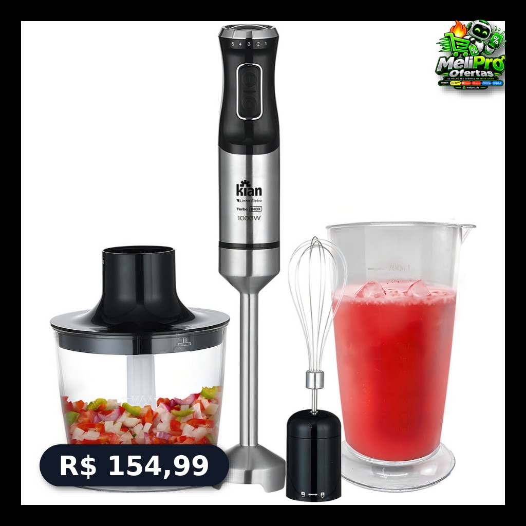 Mixer 3 em 1 1000W Inox Turbo Triturador