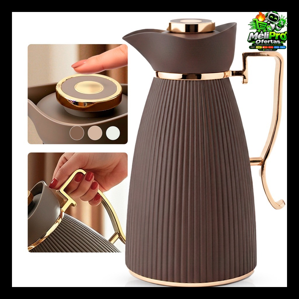 Garrafa Térmica ​Zaya Tuut 1L Canelada Design Sofisticado, Mantém Bebidas Quentes E Frias, Ideal Para Café E Chá