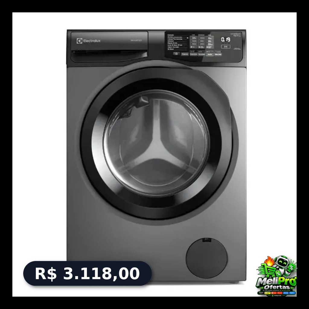 Lava e Seca Electrolux 12Kg Cinza Ônix Inverter com Água Quente e Lavagem Inteligente (LSC12)