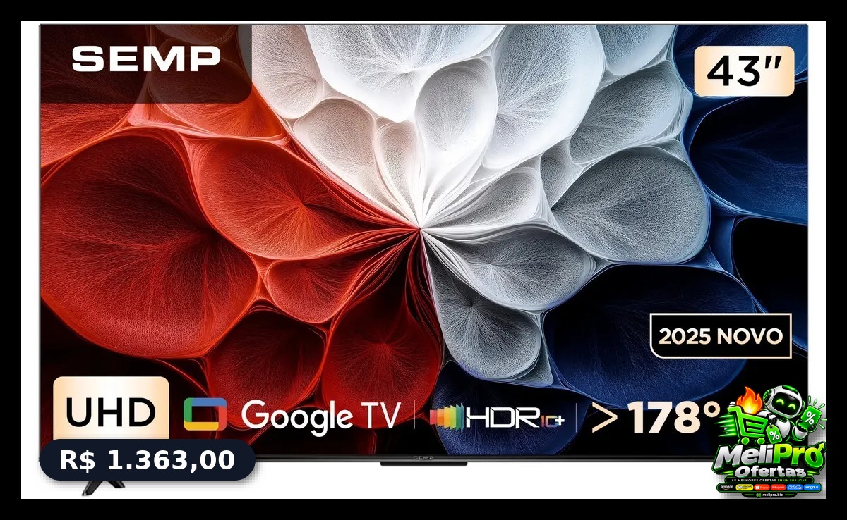 Smart Tv Semp 43 Polegadas Led Hva 4k S62 Wifi Bluetooth Google Tv 3 Hdmi Hdr10+ Dolby Audio 43s62