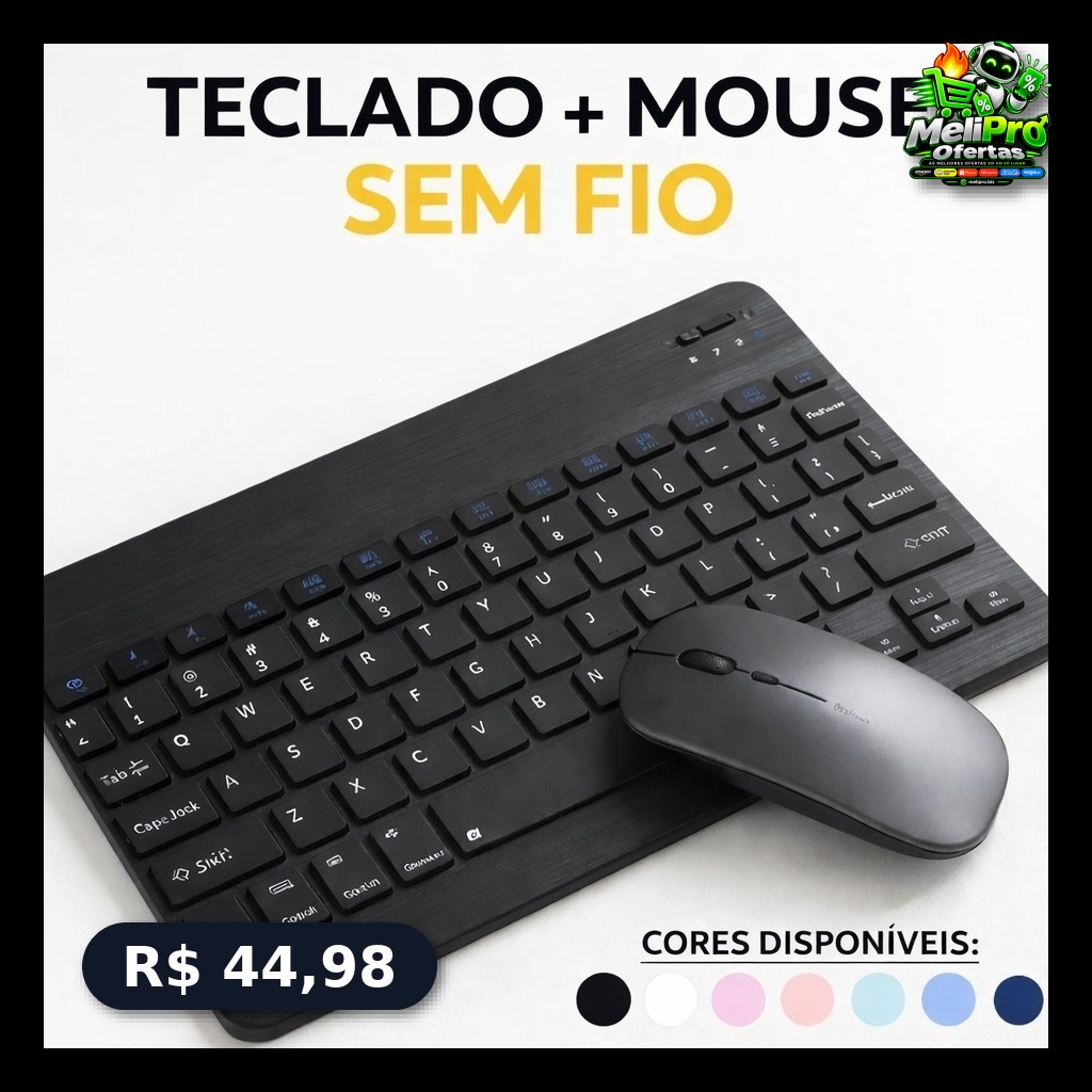Kit Teclado e Mouse Sem Fio Bluetooth Ultrafino