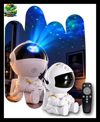 Mini Astronauta Projetor Estrelas Galáxia Luminária Noturna