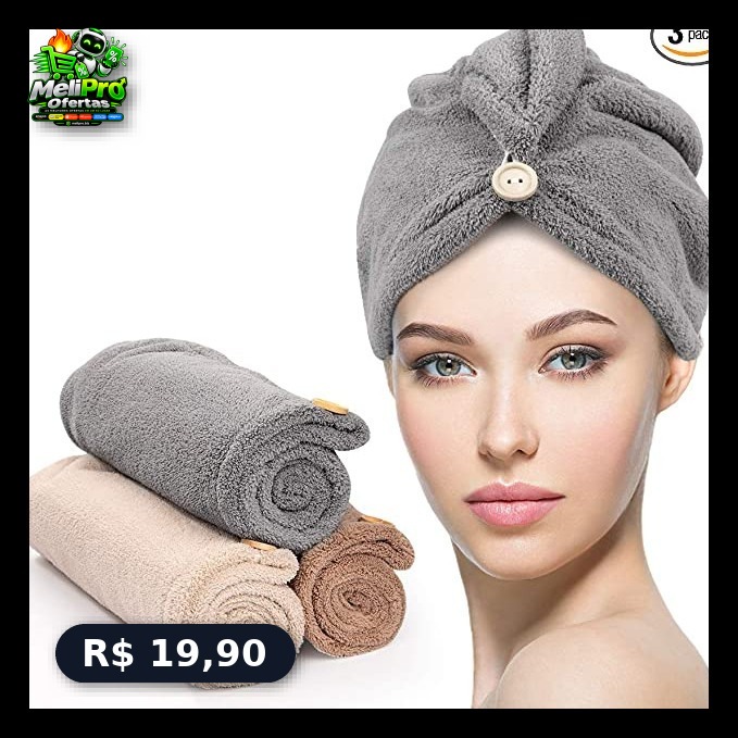 Kit 3 Toalhas Mágicas de Microfibra para Cabelo