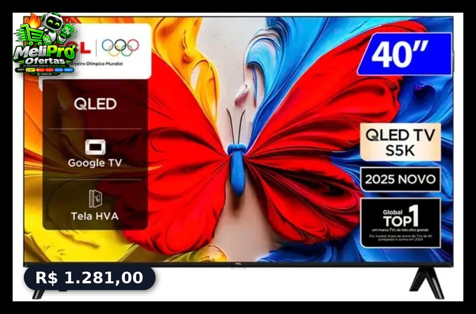 (Parcelado) Smart TV TCL 40" 40S5K QLED Full HD Wi-Fi Android SEMP