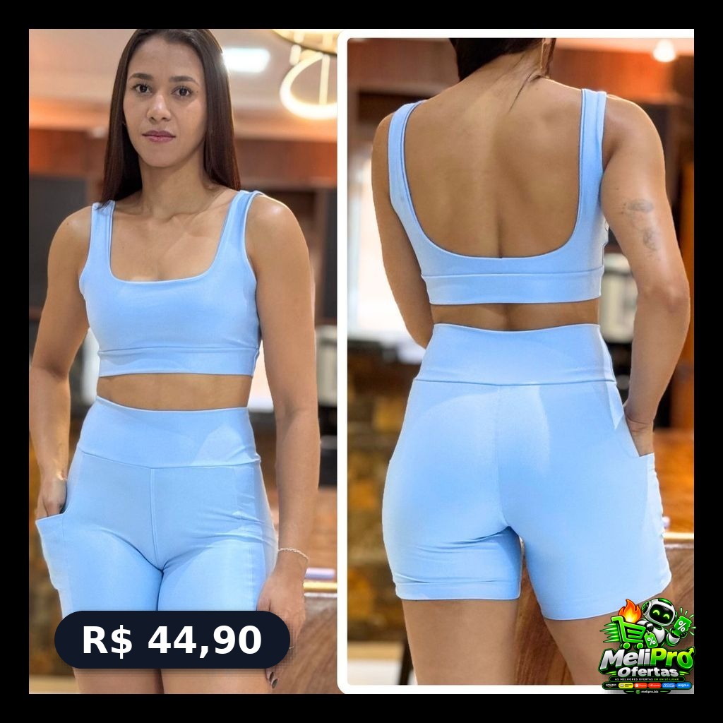 Conjunto de Academia Feminino Short com Bolso Zero