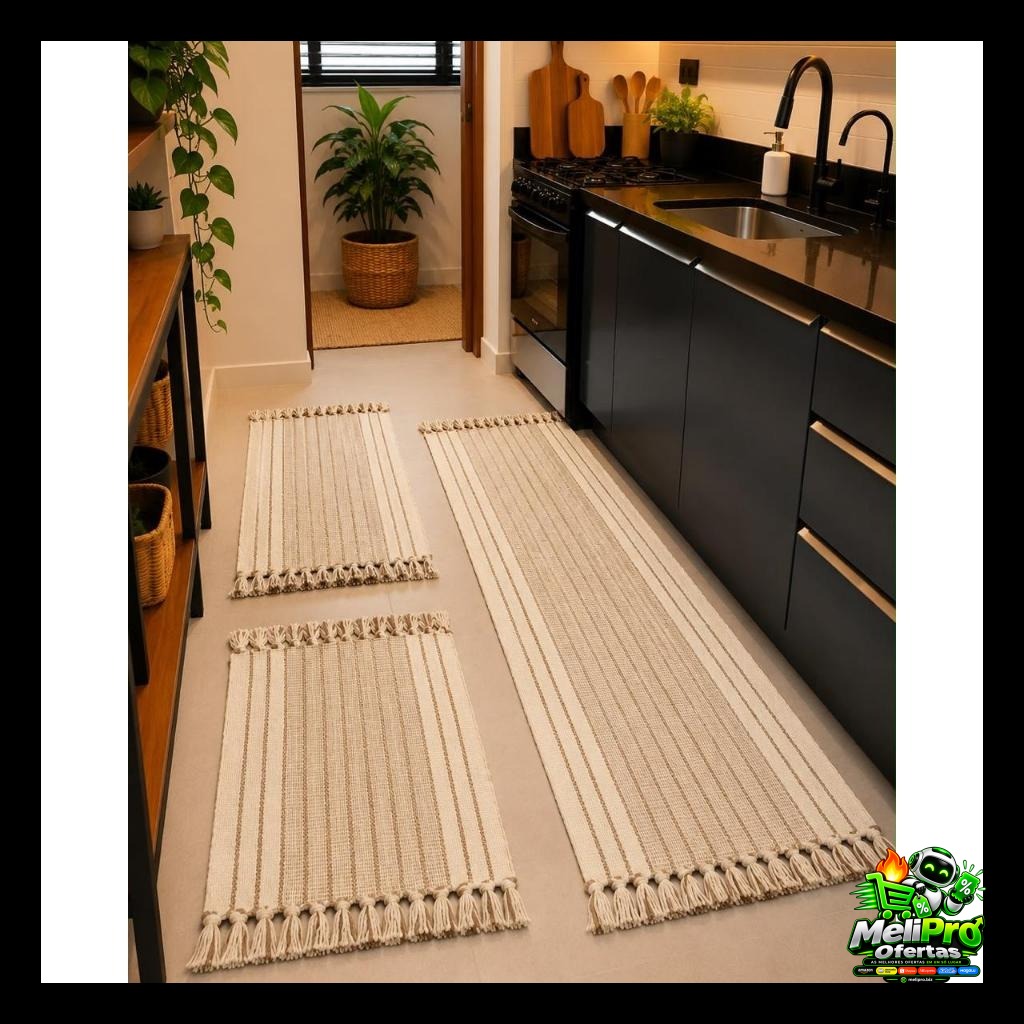 Kit Tapete para Cozinha 3 Peças Passadeira Decorativa Premium