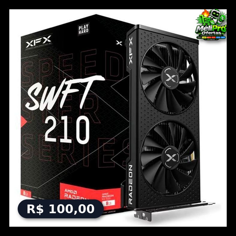 Placa de Video XFX Radeon RX 7600 Speedster SWFT210, 8GB, GDDR6, 128-bit, RX-76PSWFTFY