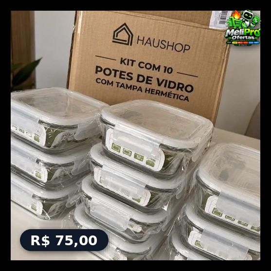 Kit 10 Potes Herméticos De Vidro 640ml Haushop