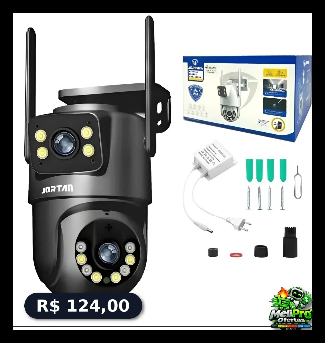 Câmera de Segurança IP Jortan JT-8695 Wi-Fi Lente Dupla 355° Full HD
