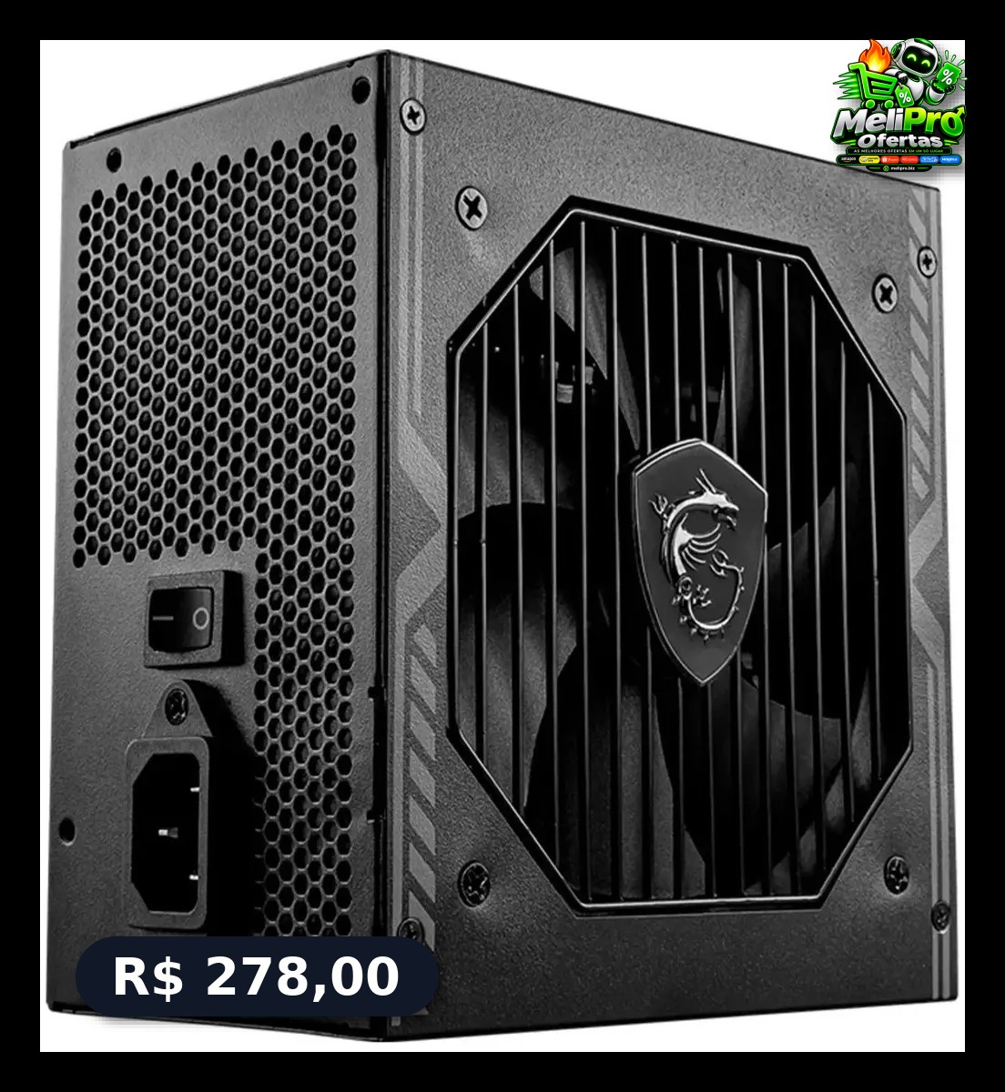 Fonte Msi Mag 650w 80 Plus Bronze Pfc Ativo A650bnl Preto