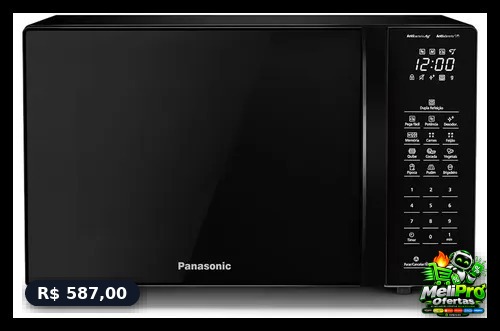 Micro-ondas Panasonic Black Glass 34L Dupla Refeição 220V