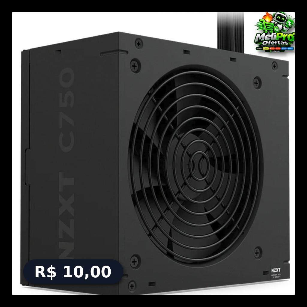 Fonte NZXT C750 Bronze, 750W, 80 Plus Bronze, PFC Ativo, ATX 3.1, Preto, PA-7B3BB-US