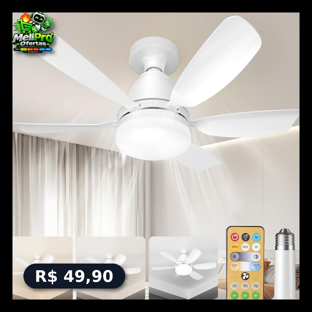 Ventilador com Luminária Bivolt com Controle Remoto